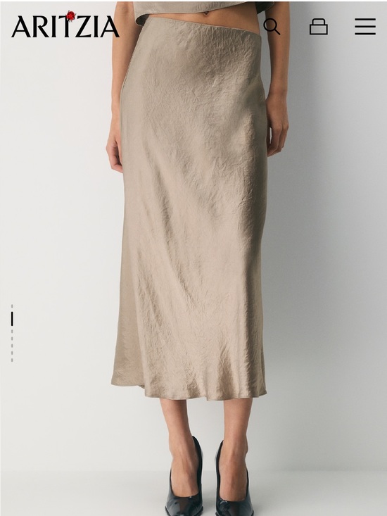 Aritzia Dresses & Skirts - Aritzia Babaton Slip Skirt Size 6 Taupe Satin Midi Bias Cut Minimalist Capsule